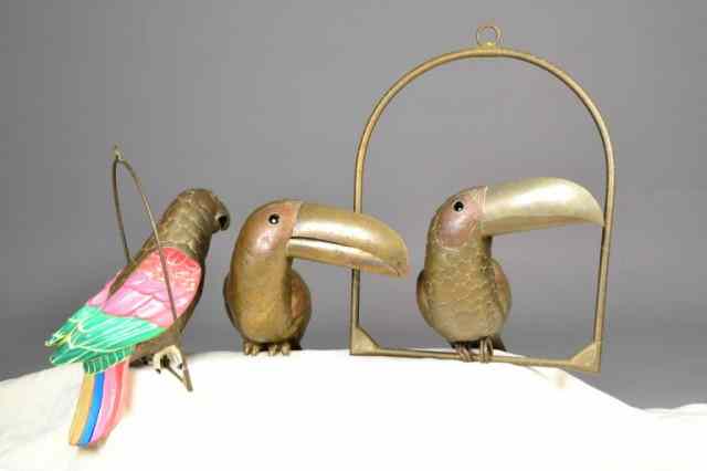 Appraisal: BIRDS - HAMMERED COPPER AND BRASSIncluding two contemporary decorative hammered