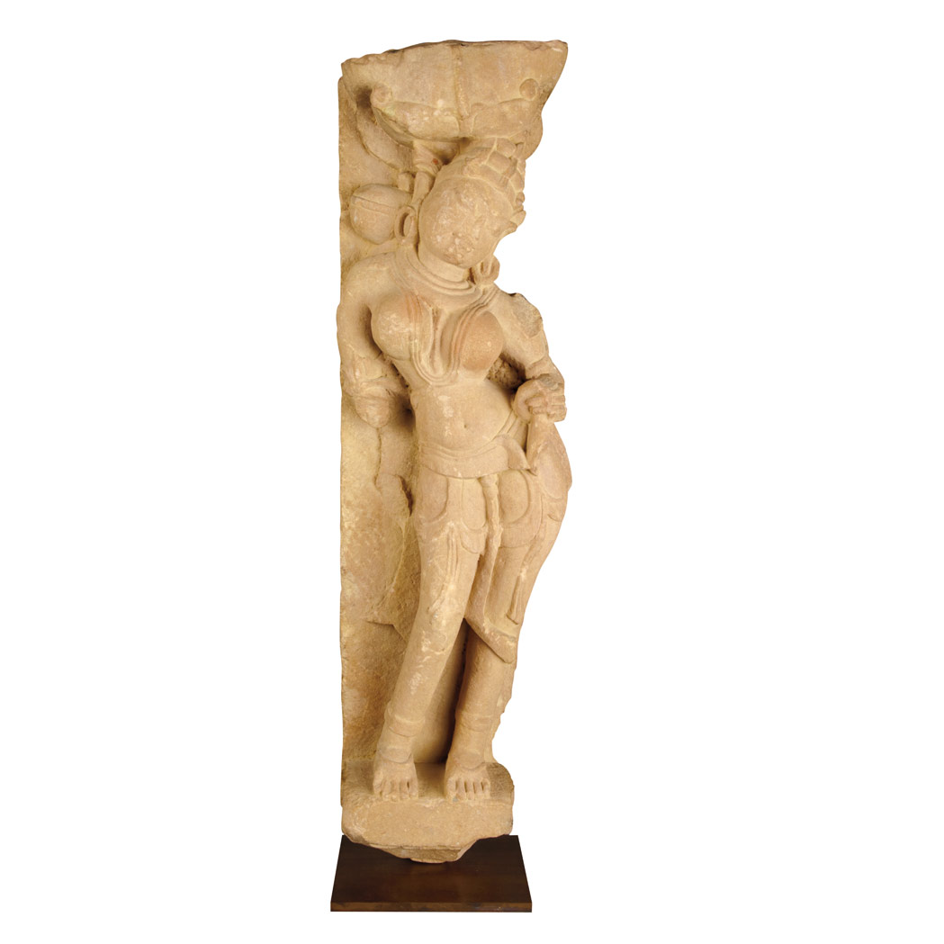 Appraisal: Indian Red Sandstone Figure of a Dancer th Century Standing