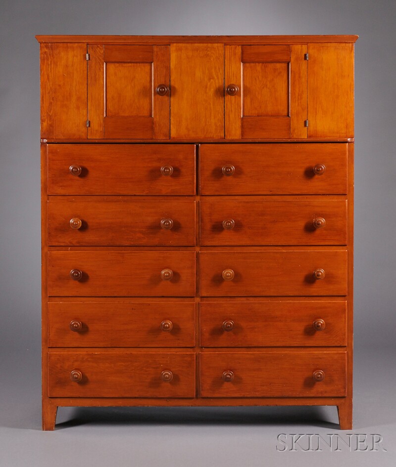 Appraisal: Shaker Sister's Cupboard over Drawers Mt Lebanon New York c