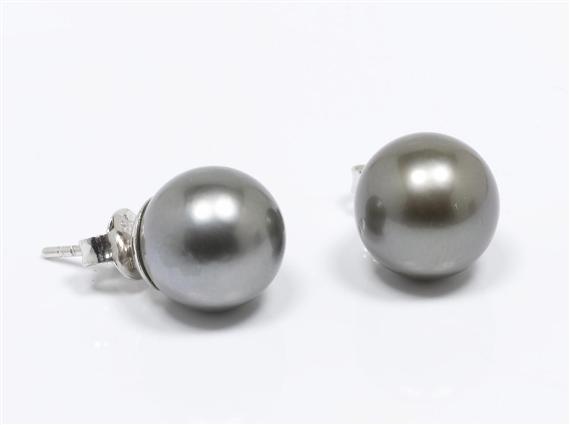 Appraisal: TAHITI PEARL EAR STUDS White gold Elegant ear studs each