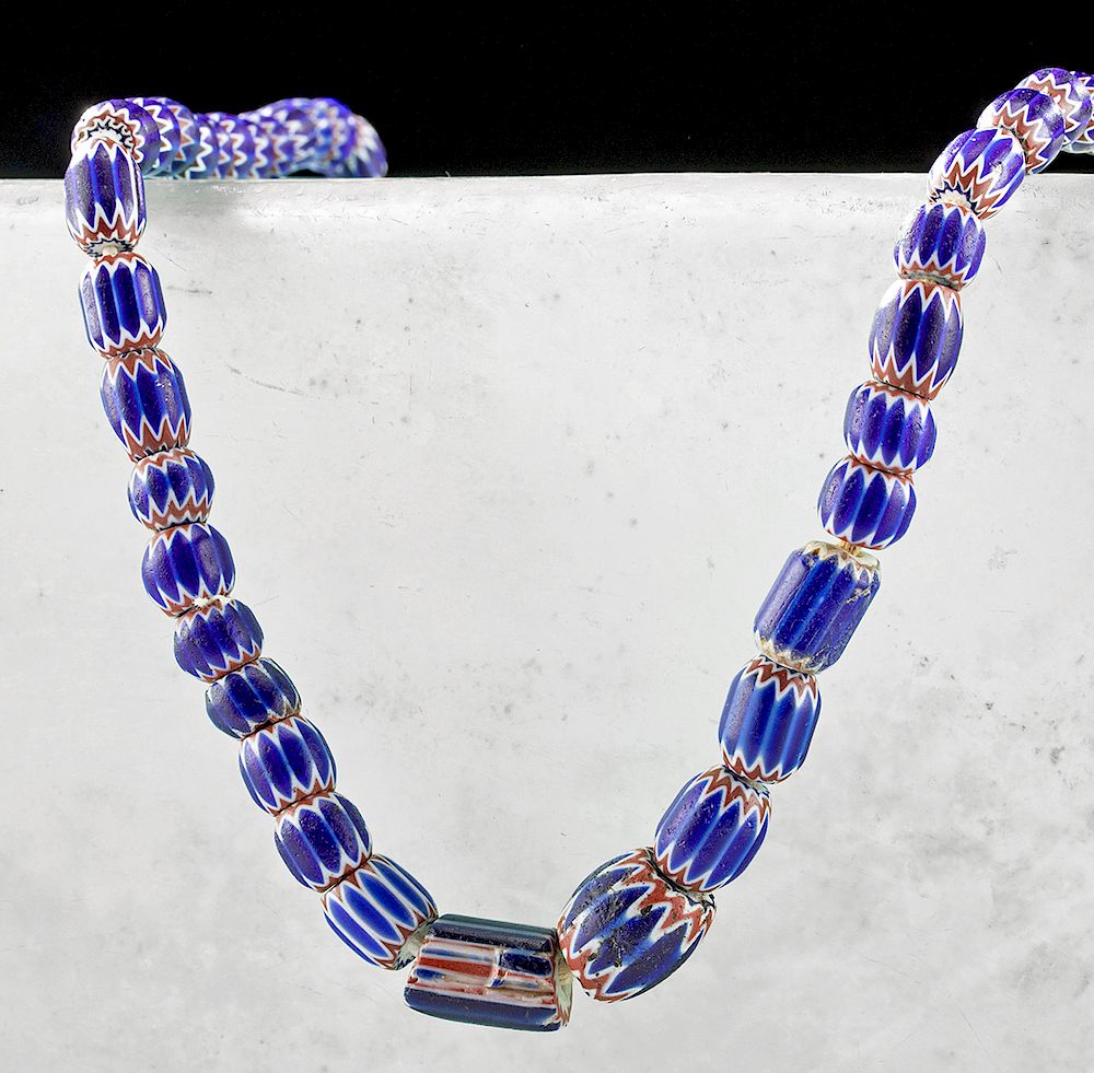 Appraisal: th C Venetian Chevron Glass Bead Necklace Made in Europe