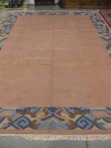 Appraisal: Chinese Handmade Sculptured Wool Rug room size multi-color border light