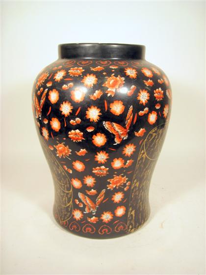 Appraisal: Chinese red and black glazed porcelain vaseOf baluster form black