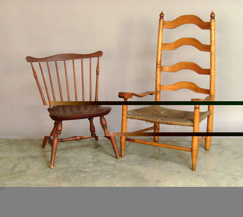 Appraisal: Delaware Valley five slat ladderback armchair together with a fanback