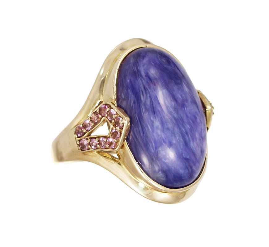 Appraisal: PINK TOURMALINE AND PURPLE STONE RING K yellow gold ring