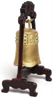 Appraisal: Korean Gilt Bronze Table Bell Of conical shape with scalloped