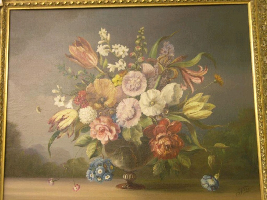 Appraisal: An oil on canvas - Dutch style still life vase