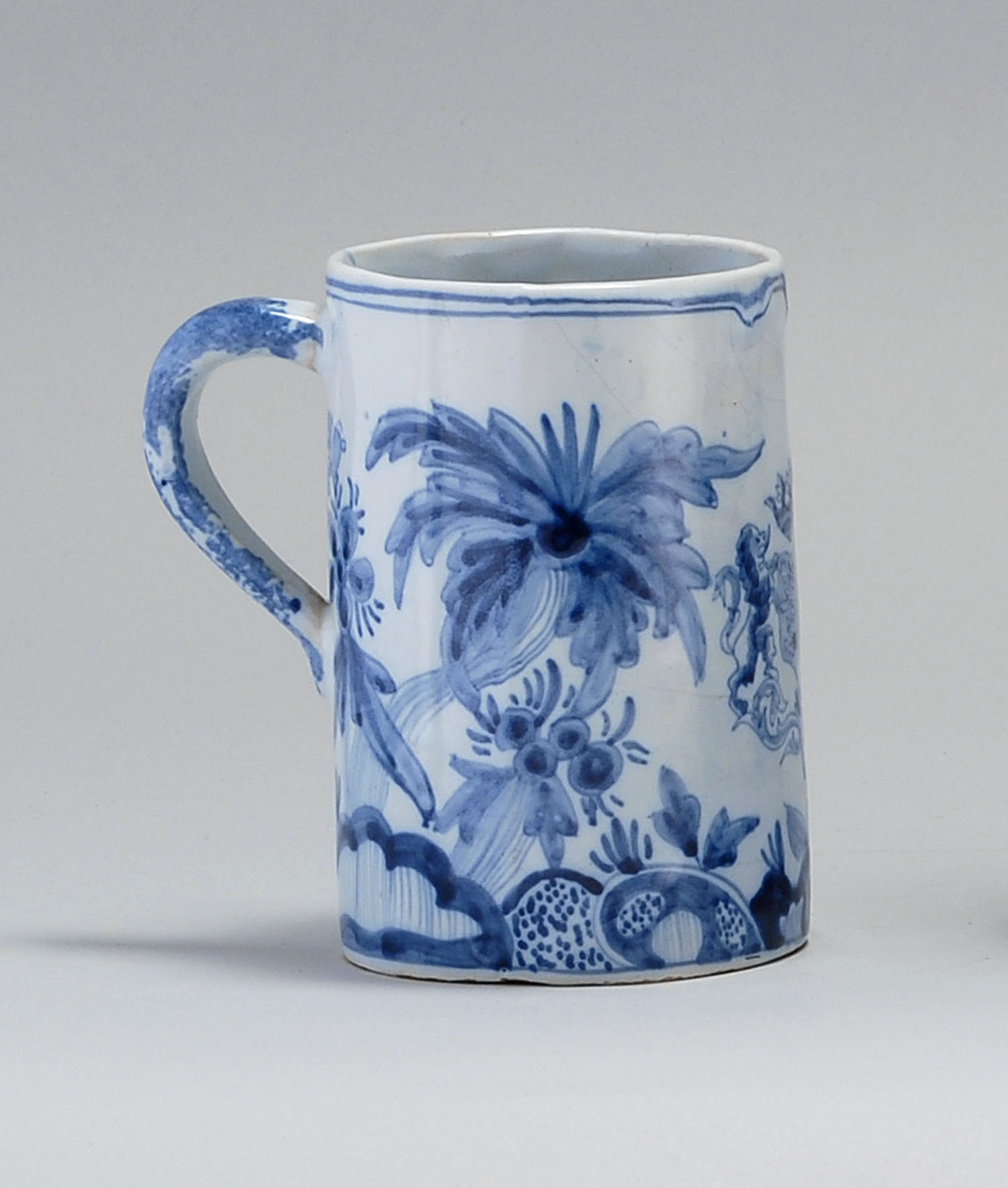 Appraisal: DELFT POTTERY MUG Circa In cylinder form with blue and