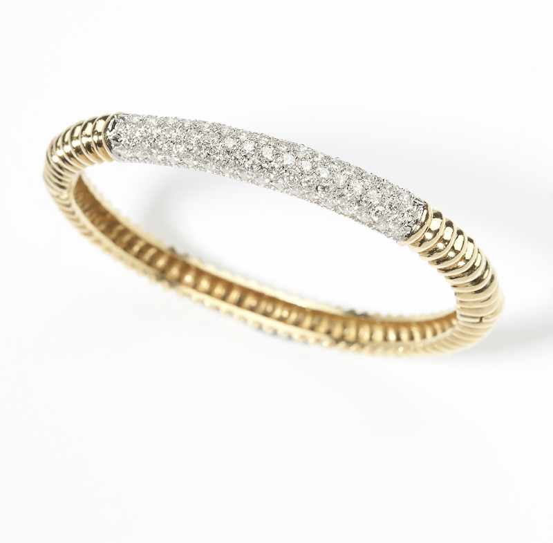 Appraisal: K white and yellow gold topped with full-cut round diamonds