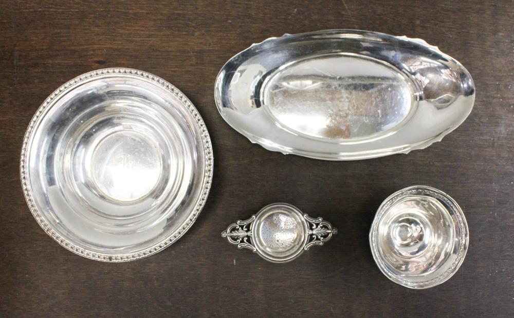 Appraisal: FOUR STERLING SILVER HOLLOWWARE ITEMS comprised of oblong serving dish