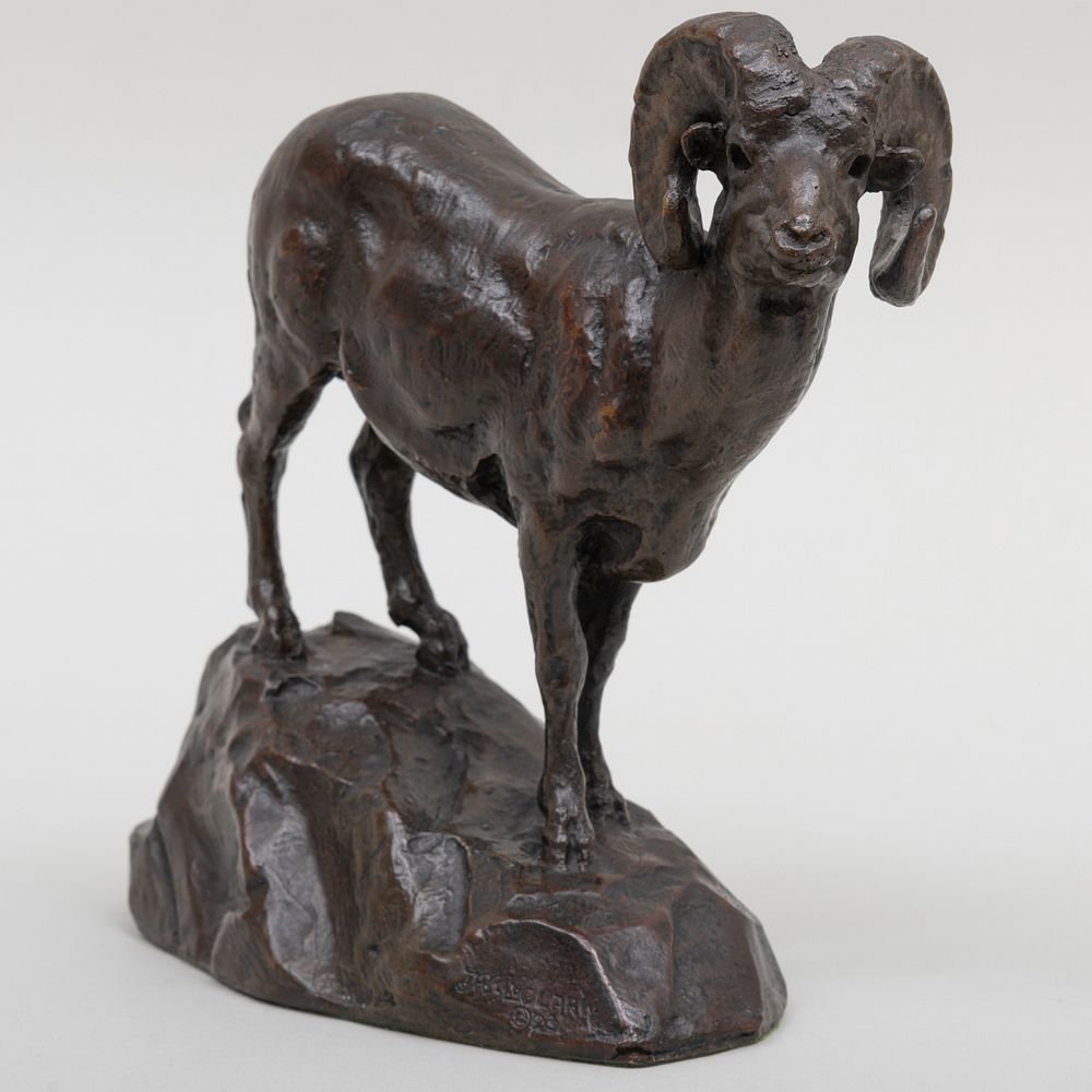 Appraisal: James Lippitt Clark - Big Horn Ram Bronze signed 'Jas