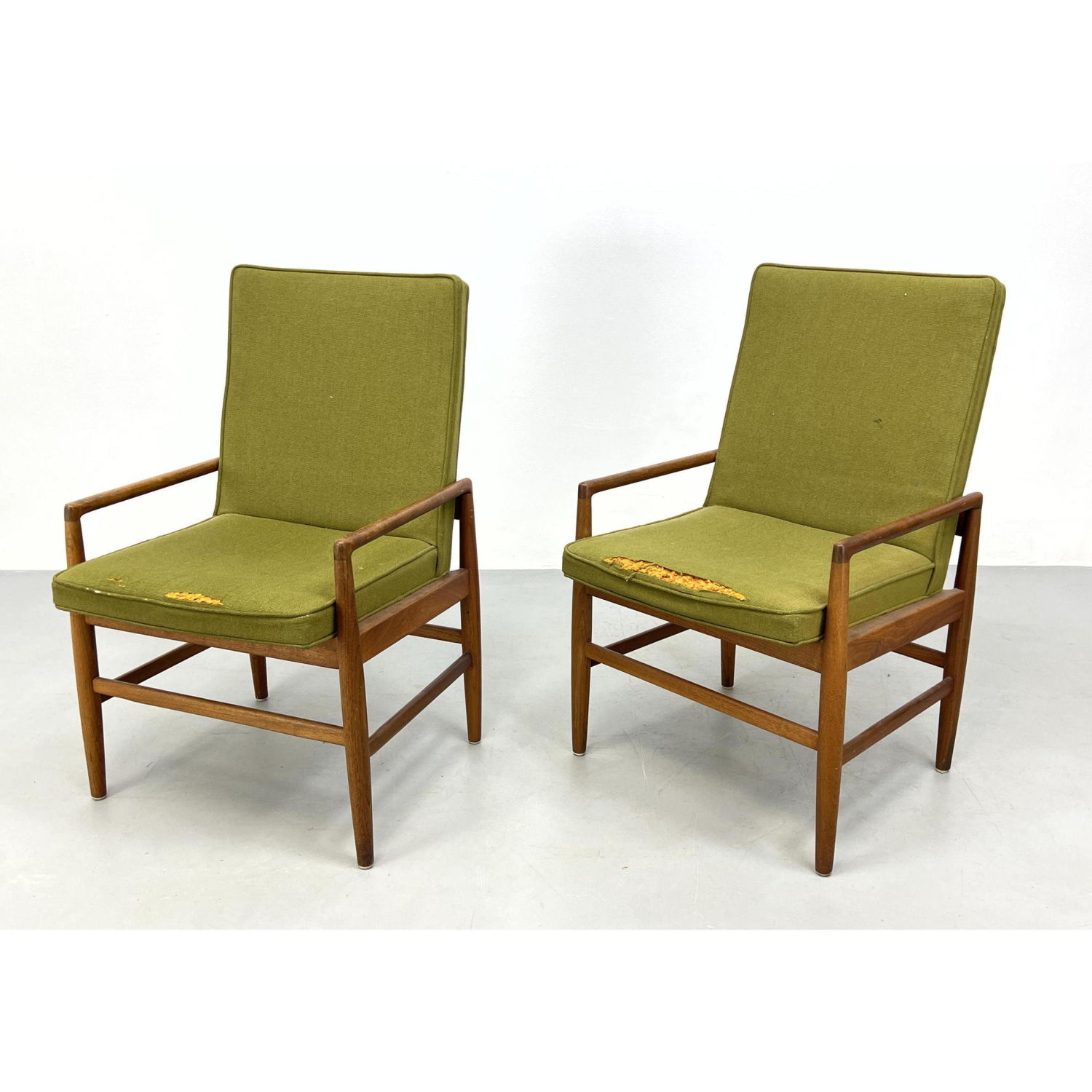 Appraisal: Pr Mid Century Modern Lounge Chairs Open Arm Frame tall