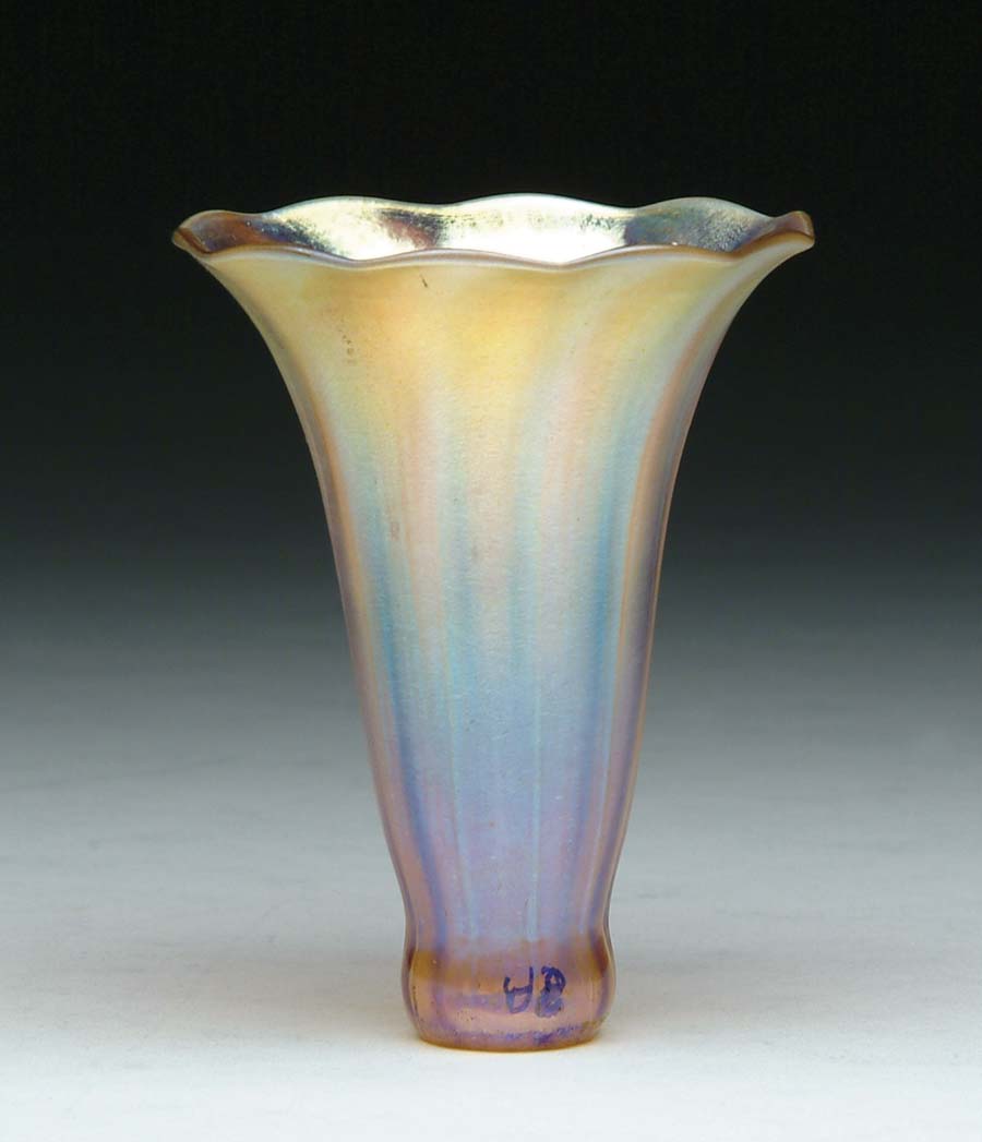 Appraisal: TIFFANY ART GLASS LILY SHADE Iridescent Tiffany lily shade has