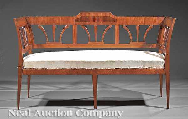 Appraisal: An Antique Continental Neoclassical Inlaid Fruitwood Settee early th c