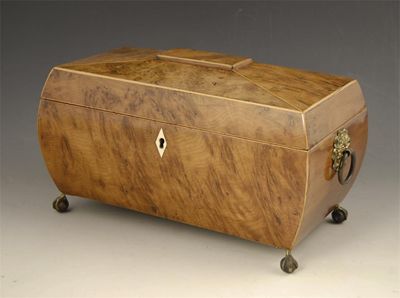 Appraisal: An early th century burr yew tea chest of bellied