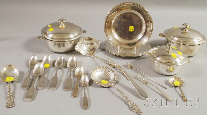 Appraisal: Group of Sterling and Silver-plated Flatware and Tableware three Christofle