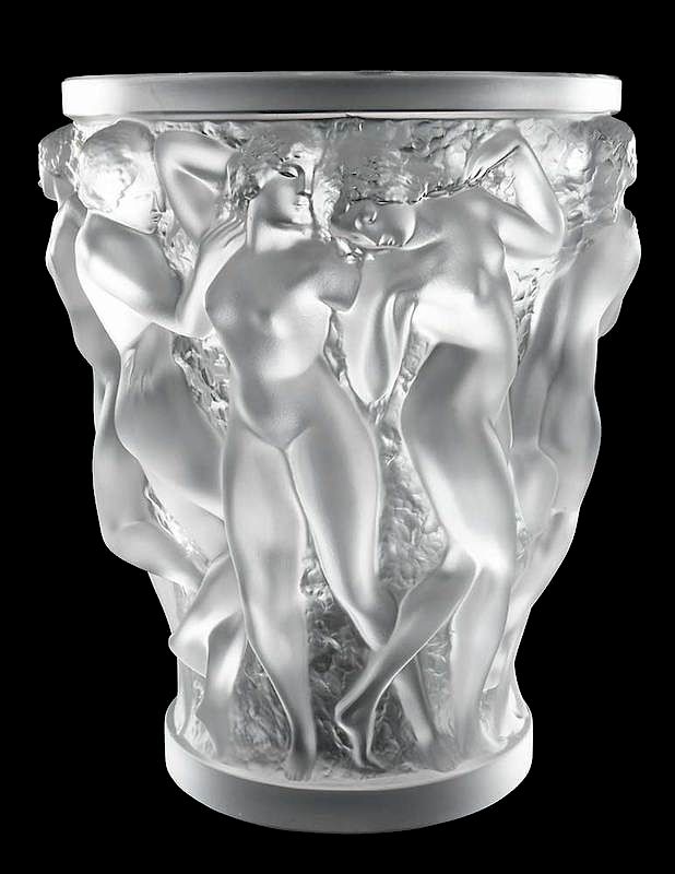 Appraisal: Lalique Bacchantes Glass Vase engraved Lalique France with Cristal Lalique