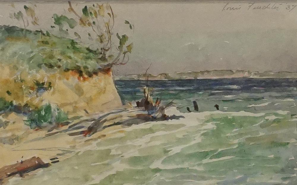 Appraisal: LOUIS J FEUCHTER AMERICAN - ON THE BEACH WATERCOLOR ON