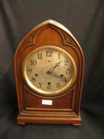 Appraisal: New Haven Mantle Clock beehive shape mahogany case with chimes