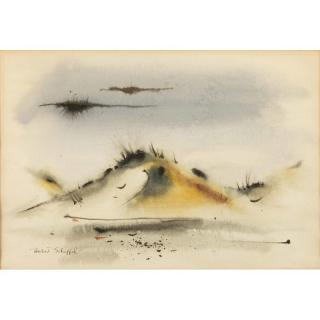 Appraisal: Sand Dune Watercolor Herbert Scheffel Framed watercolor depiction of a