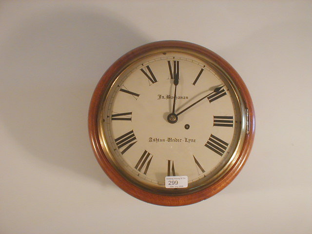 Appraisal: A Victorian mahogany wall clock with painted dial having Roman