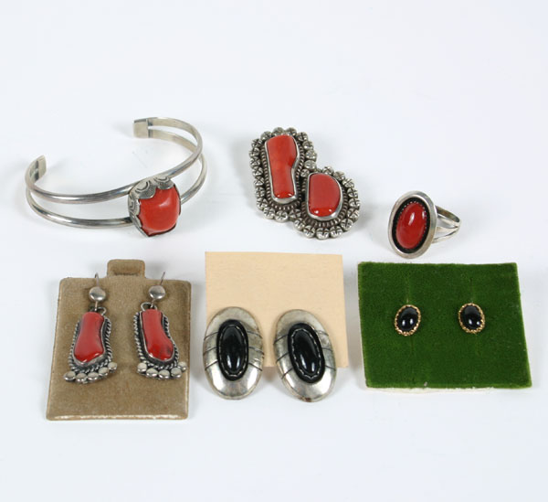 Appraisal: Lot of six pieces Native American sterling silver jewelry including