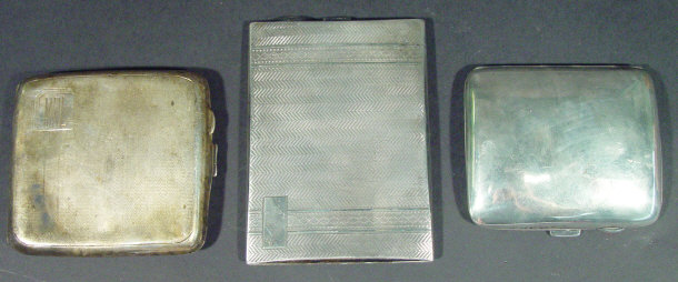 Appraisal: Three silver cigarette cases two with engine turned decoration various