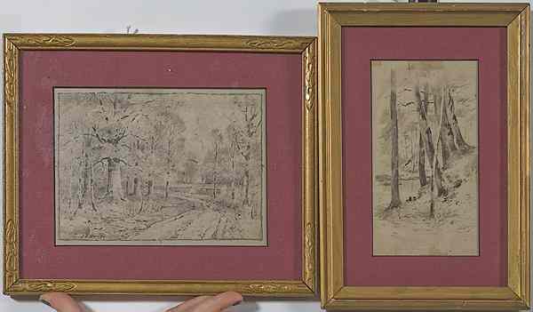 Appraisal: Landscape Studies by John E Bundy Pencil John Elwood Bundy