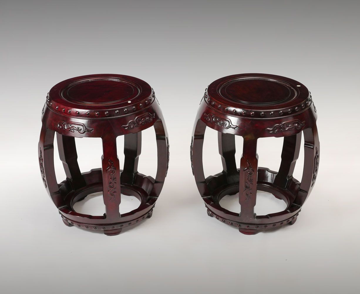 Appraisal: CHINESE JARDINIERE STANDS Carved Chinese jardiniere stands having an overall