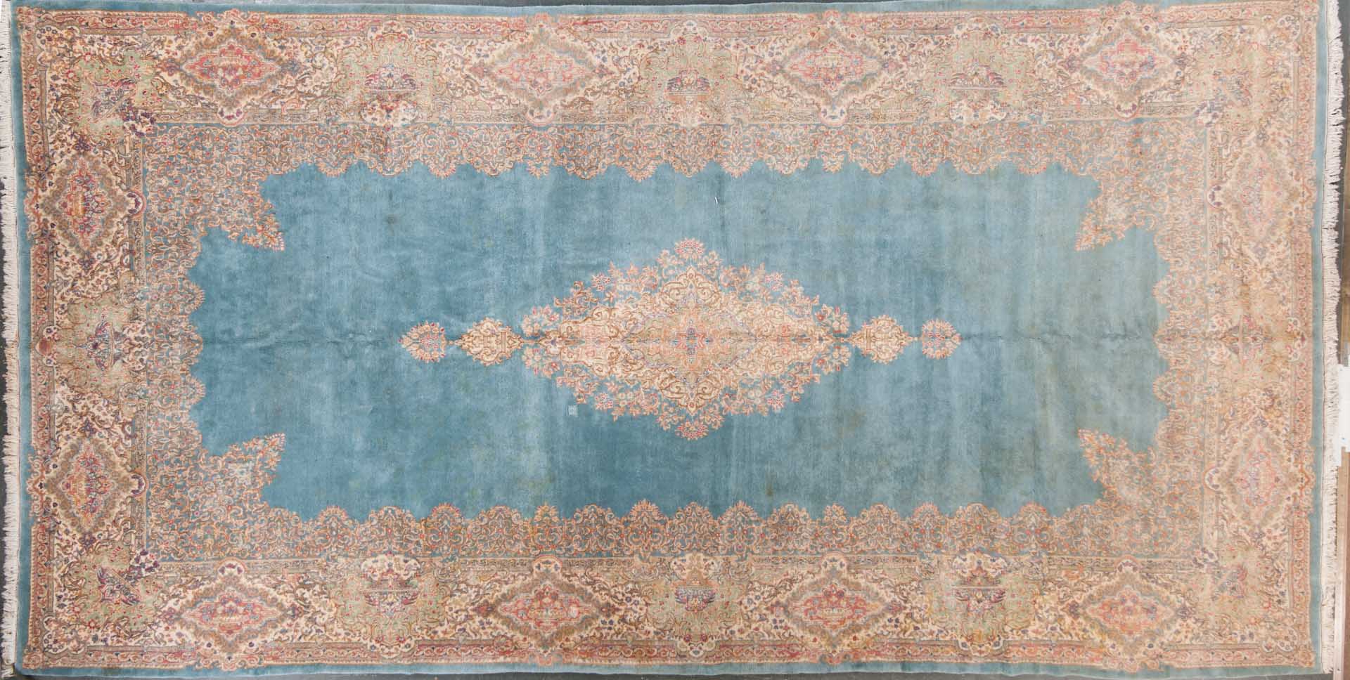 Appraisal: Kerman medallion carpet approx x Iran circa Condition Good condition