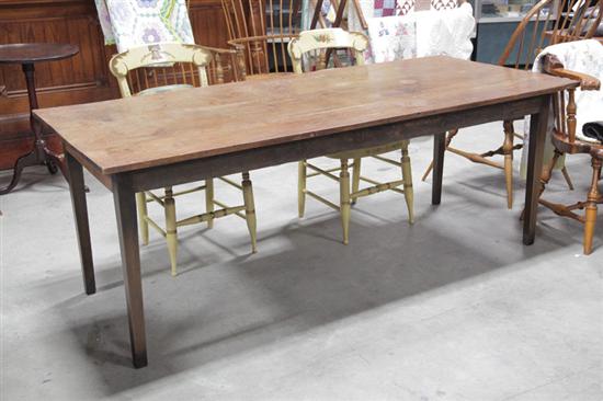 Appraisal: COUNTRY TABLE Walnut mortise and pegged table having a three