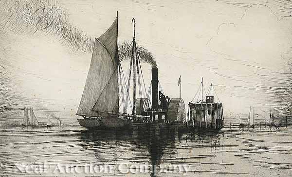 Appraisal: Henry Farrer American New York - New York Harbor Docking