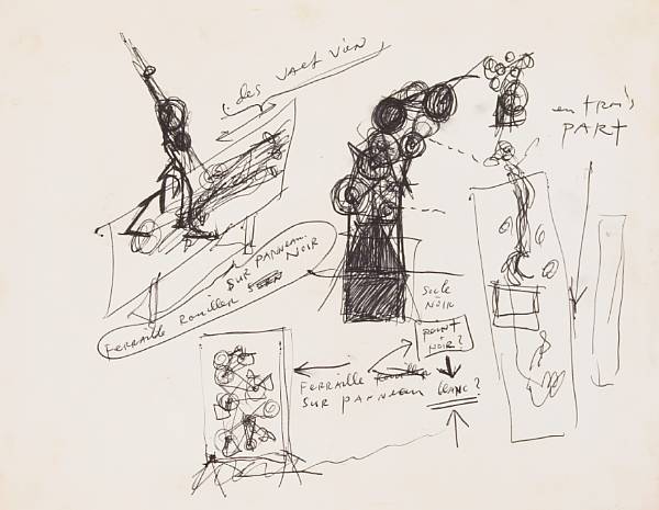 Appraisal: Attributed to Jean Tinguely Swiss - Untitled unsigned ink on