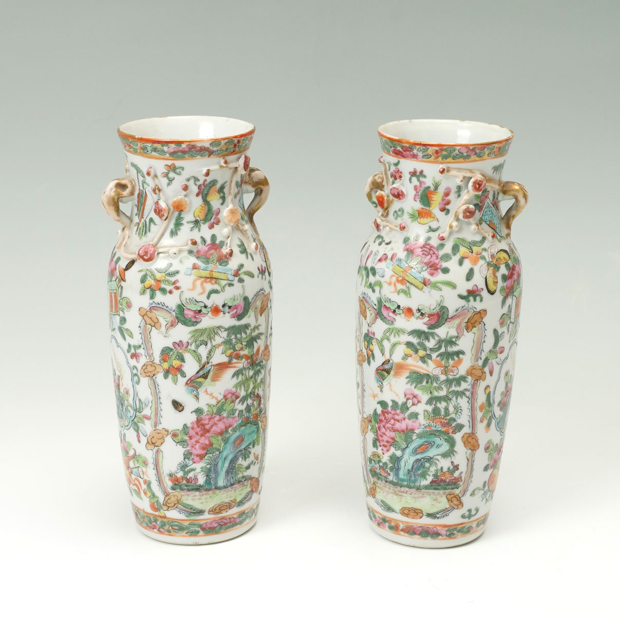 Appraisal: PAIR OF CHINESE FAMILLE ROSE VASES Chinese Famille Rose vases