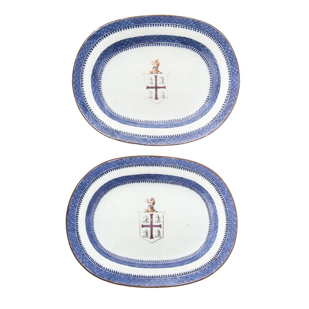 Appraisal: Pair Chinese Export Small Armorial Platters Circa small oval platters