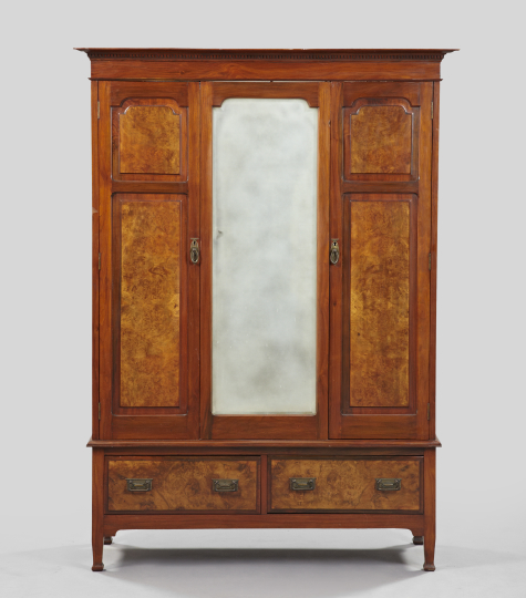 Appraisal: Edwardian Walnut and Burl Walnut Armoire ca the top with