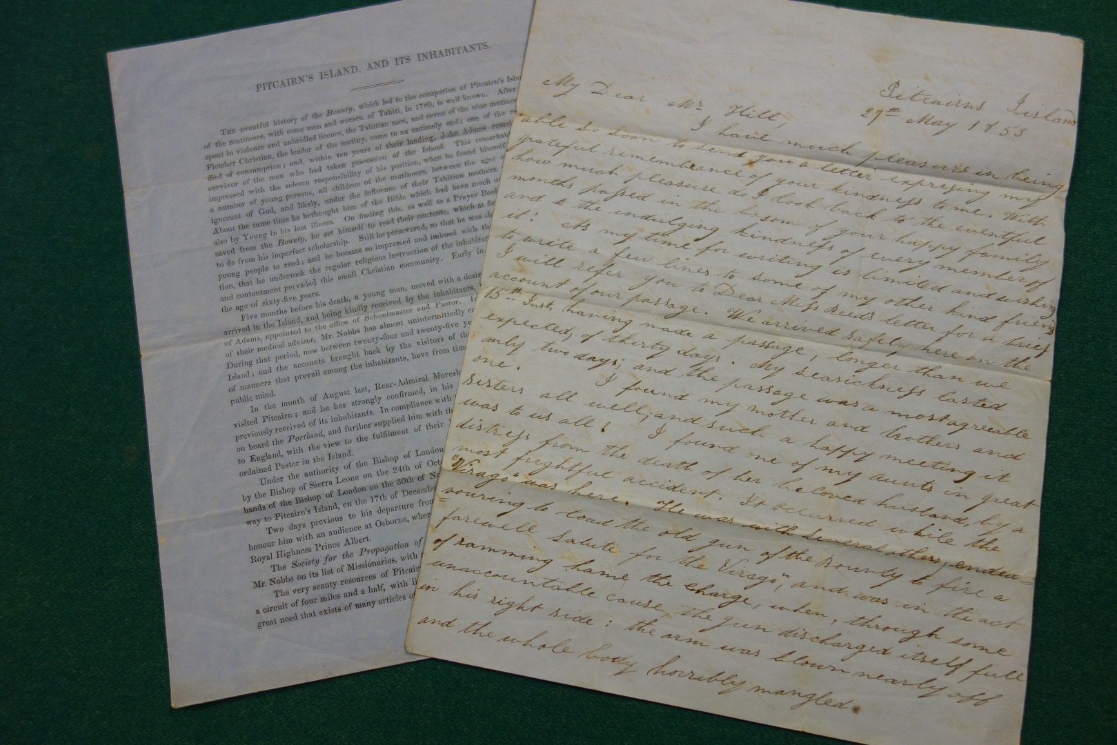 Appraisal: PITCAIRN ISLAND - an especially interesting mid th cent letter