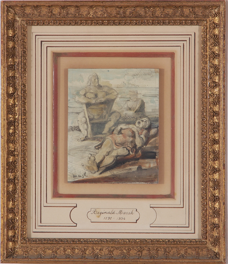 Appraisal: Reginald Marsh New York - THREE FIGURES ON DOCK oil