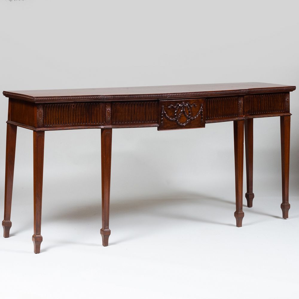 Appraisal: George III Style Mulberry Banded Mahogany Serving Table Fitted with