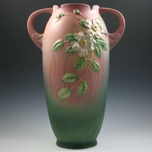 Appraisal: Roseville White Rose Floor Vase marked Roseville USA - ''