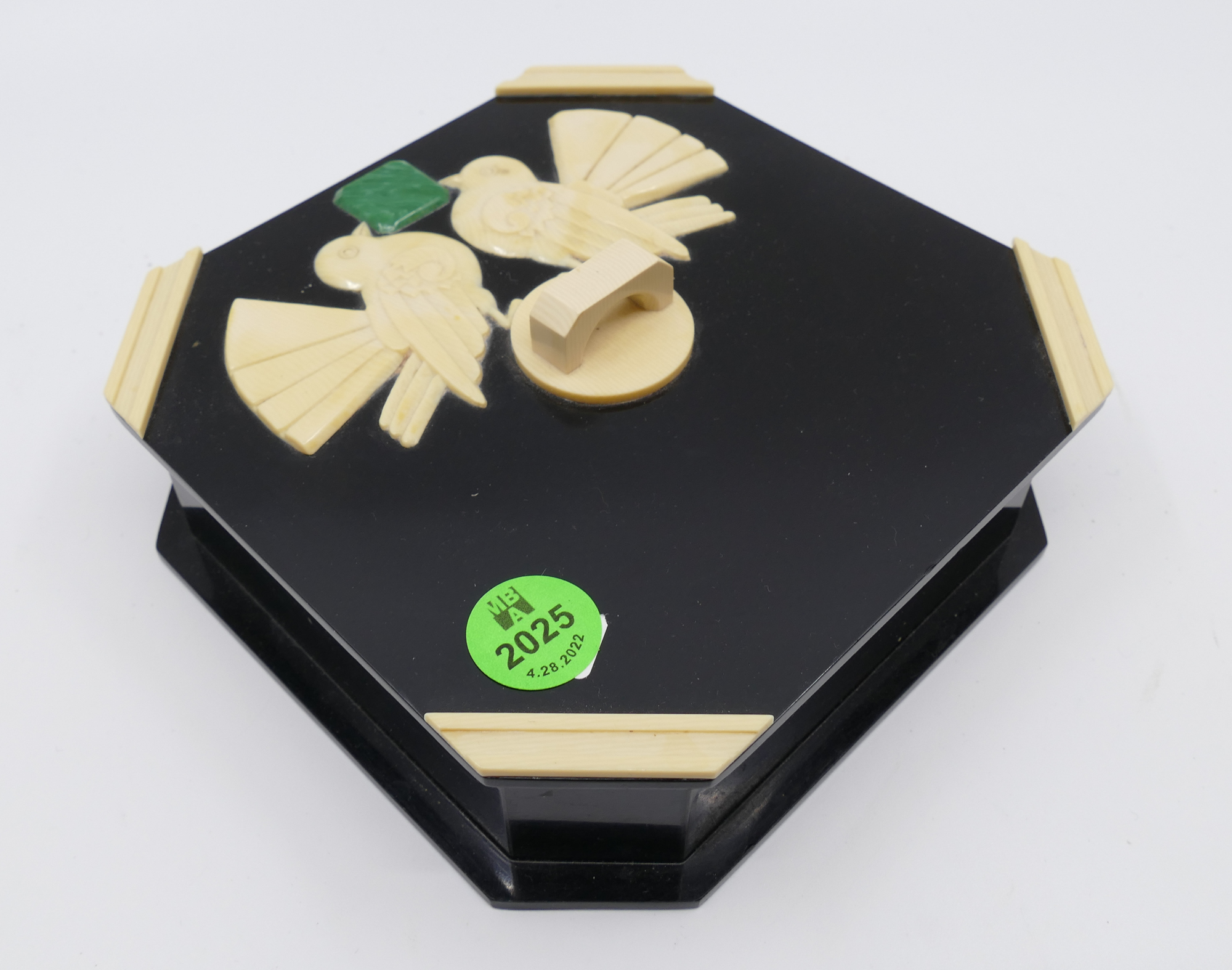 Appraisal: Art Deco Celluloid Bird Dresser Box- ''