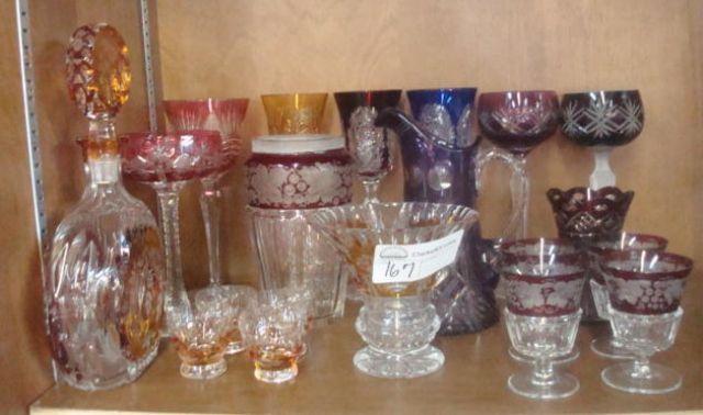 Appraisal: Lot of Assorted Bohemian Glass pieces total Includes goblets decanter