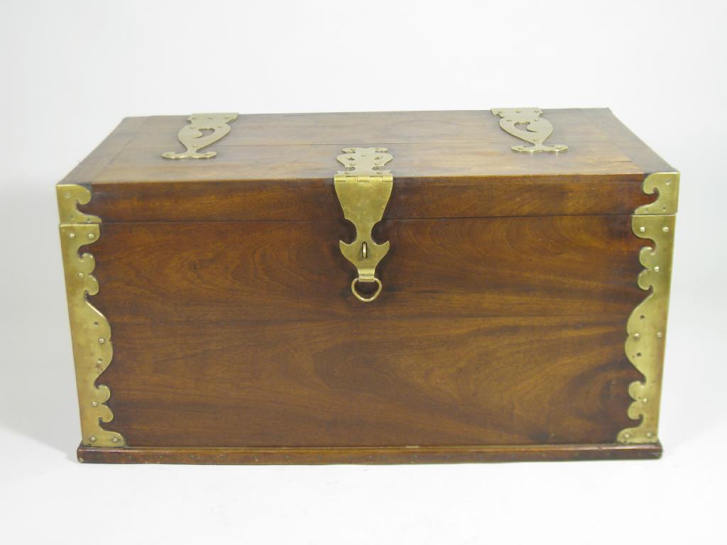 Appraisal: A late th Century brass bound Trunk with strapwork design