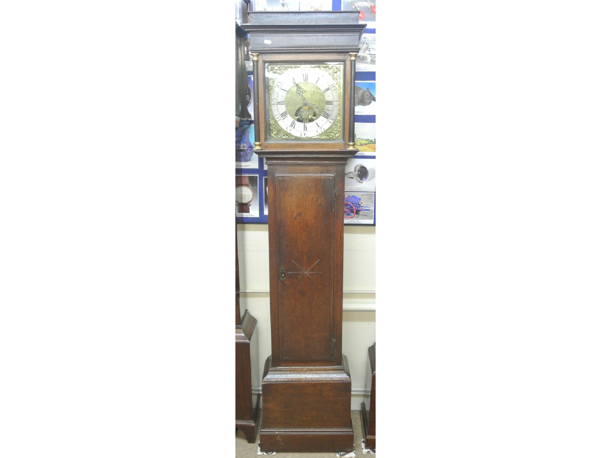 Appraisal: An th century oak longcase clock the trunk with full