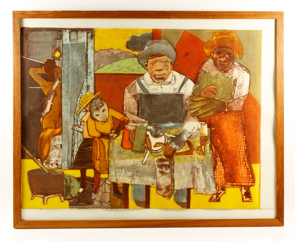 Appraisal: - Bearden The Family Aquatint Romare Bearden The Family aquatint