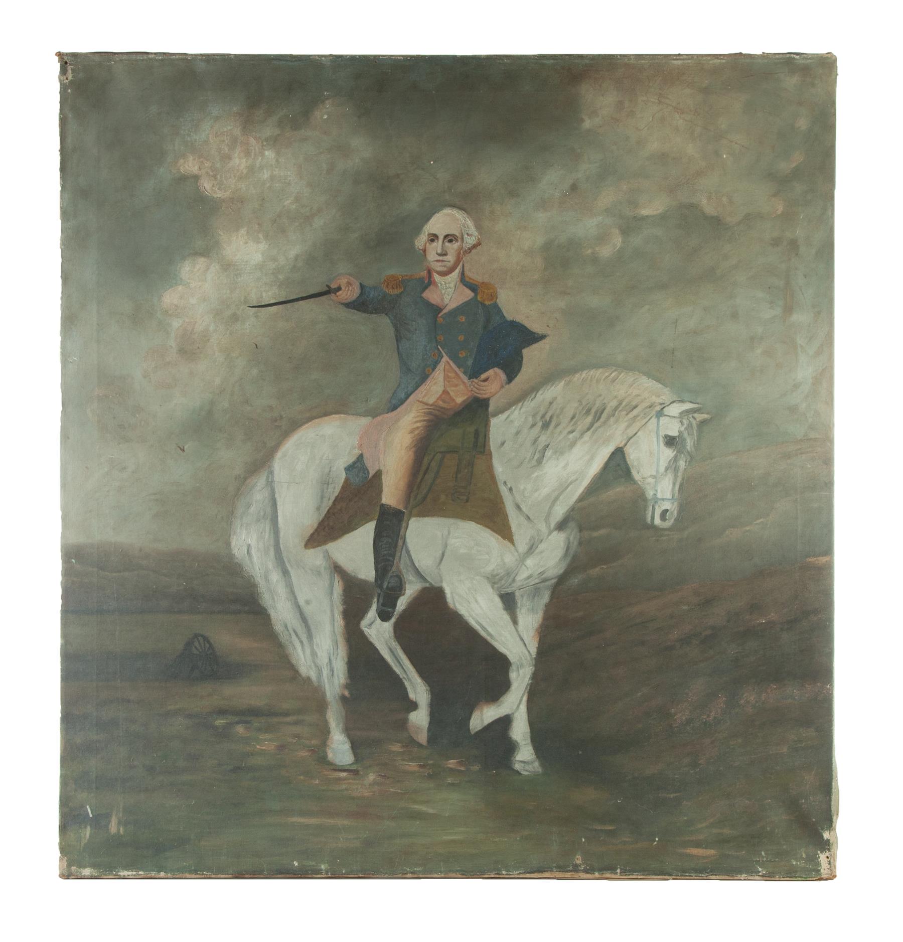 Appraisal: UNFRAMED OIL ON CANVAS OF GEORGE WASHINGTON Full-length portrait of