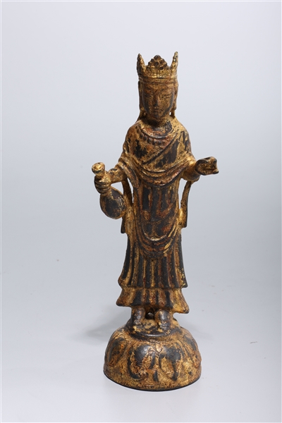 Appraisal: Korean gilt bronze standing figure of Guanyin x x approx