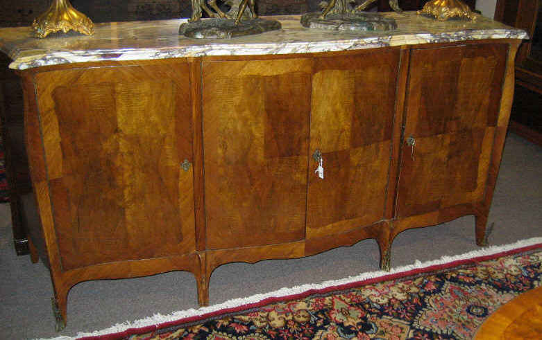 Appraisal: FRENCH DESIGN MARBLE TOP SERVER With shaped top on the