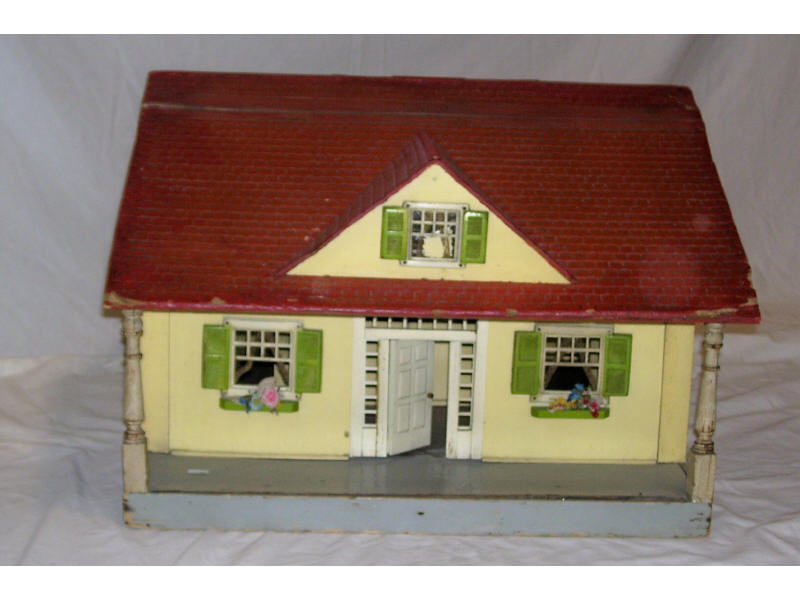 Appraisal: Schoenhut Doll House Wood construction with red painted roof porch