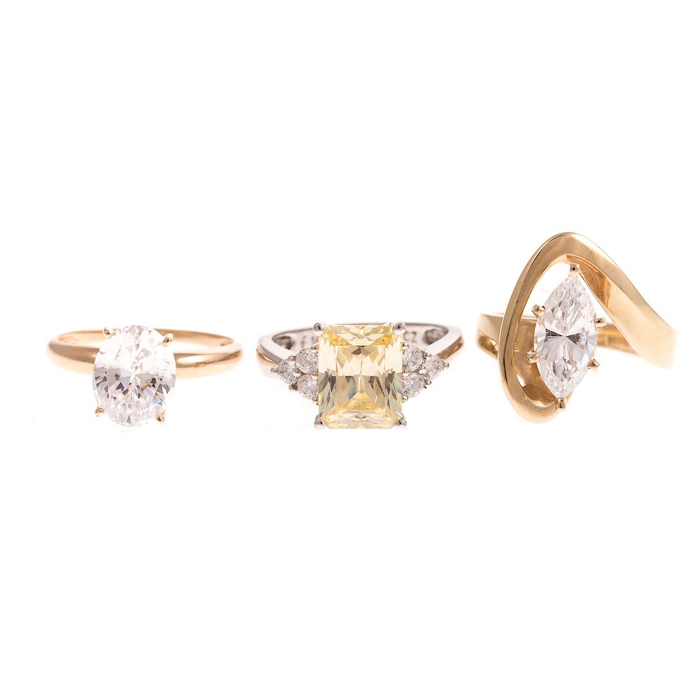 Appraisal: A Trio of Ladies CZ Rings in K K white